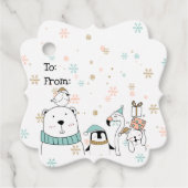 Étiquettes Cadeau Cute moderne Animaux de Noël d'hiver (Devant)