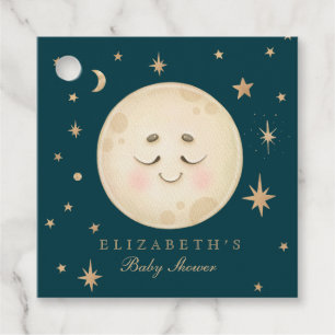 Étiquettes Cadeau Cute Moon et Star Navy Baby shower