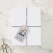 Étiquettes-cadeau Cute Nautical Blue Sailing Ship Baby Shower (Avec de la ficelle)