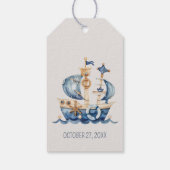 Étiquettes-cadeau Cute Nautical Blue Sailing Ship Baby Shower (Dos)