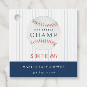 Étiquettes Cadeau Cute Navy Notre Petit Champ Baby shower De Basebal