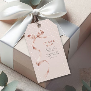Étiquettes-cadeau Cute Neutral Bow Ribbon Girl Baby shower