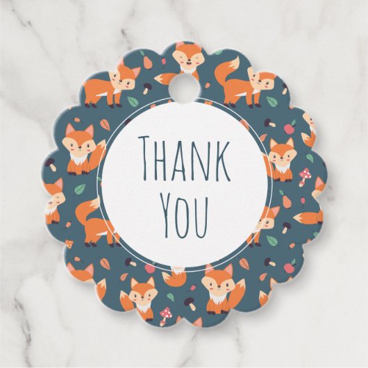 Étiquettes Cadeau Cute Orange Fox Motif animal Merci (Devant)