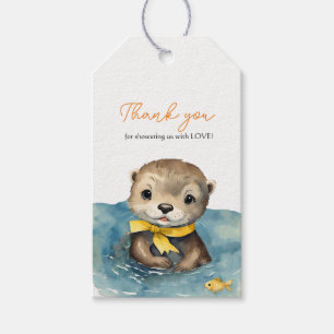 Étiquettes-cadeau Cute Otter Baby shower neutre pour les femmes