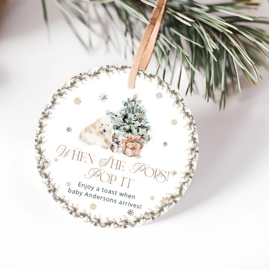 Étiquettes Cadeau Cute Ours Polaire Pop'it When She Pops Baby shower