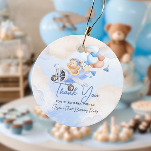 Étiquettes Cadeau Cute Pastel Bleu Brown ours bébé Merci