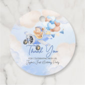 Étiquettes Cadeau Cute Pastel Bleu Brown ours bébé Merci (Dos)