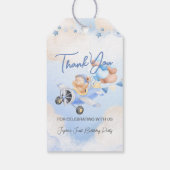 Étiquettes-cadeau Cute Pastel Bleu Brown ours bébé Merci (Dos)