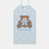 Étiquettes-cadeau Cute Pastel Blue Ribbon Teddy Bear Boy Anniversair (Dos)