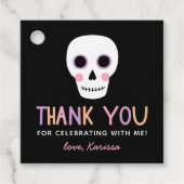 Étiquettes Cadeau Cute Pastel Crâne Halloween Anniversaire Nom (Devant)