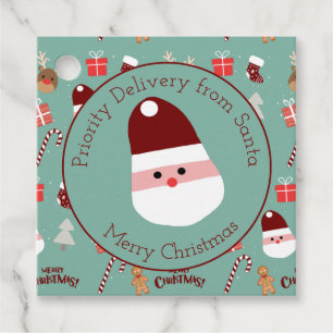 Étiquettes Cadeau Cute Père Noël Reindeer Sucre de canne Motif en pa