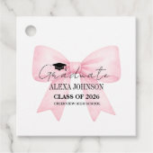 Étiquettes Cadeau Cute Pink Bow Graduation Cap Graduate (Devant)