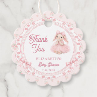 Étiquettes Cadeau Cute Pink Bunny Baby Shower Thank You