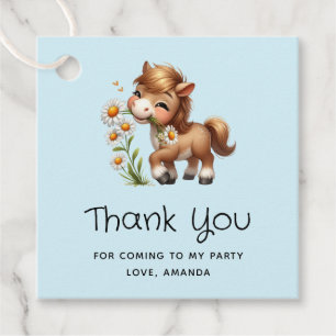 Étiquettes Cadeau Cute Pony Manger Mangeurs Merci