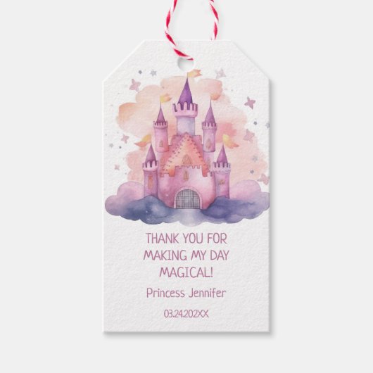 Étiquettes-cadeau Cute Princess Castle Girl Birthday Party (Devant)