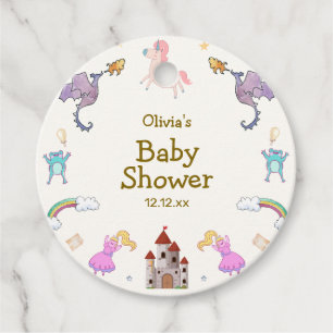 Étiquettes Cadeau Cute Princess Dragon Unicorn Baby shower