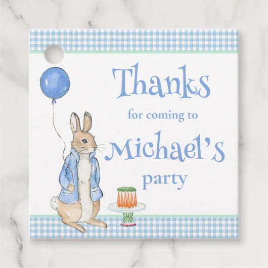 Étiquettes Cadeau Cute Rabbit bleu Merci d'anniversaire (Devant)