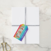 Étiquettes-cadeau Cute Rainbow Photo Collage Personnalisé Anniversai (Avec de la ficelle)