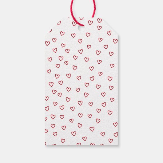 Étiquettes-cadeau Cute Red Hearts & Bow Custom Valentine's Day (Dos)