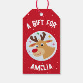 Étiquettes-cadeau Cute Reindeer Snowflakes Kid`s Name Christmas (Dos)