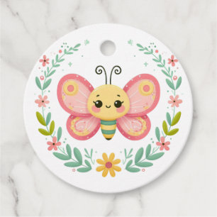 Étiquettes Cadeau Cute, ressort/papillon
