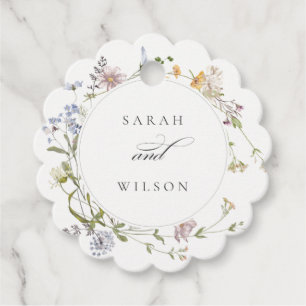 Étiquettes Cadeau Cute Rustique Jaune Pré Floral Mariage Wreath