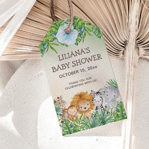 Étiquettes-cadeau Cute Safari Jungle Animaux Baby shower Garçon