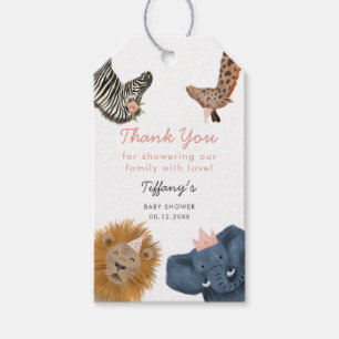 Étiquettes-cadeau Cute Safari Zoo Animaux Baby showers roses Tags ca