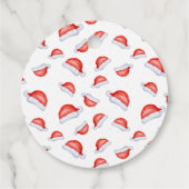 Étiquettes Cadeau Cute Santa Hat Rouge et blanc (Dos)