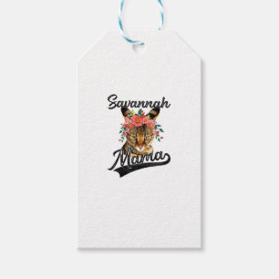 Étiquettes-cadeau Cute Savannah Mama Flower Graphic Kitten Amoureux