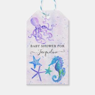 Étiquettes-cadeau Cute Seahorse Octopus Starfish Beach Baby shower