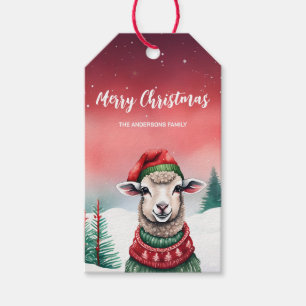 Étiquettes-cadeau Cute Sheep Lama Père Noël fête de Noël enfant