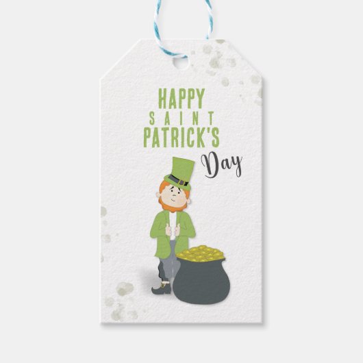 Étiquettes-cadeau Cute Simple Leprechaun St. Patrick's Day sur mesur (Devant)
