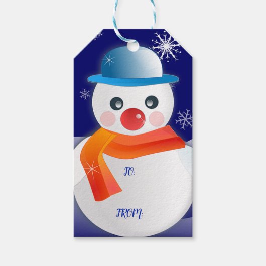 Étiquettes-cadeau Cute Snowman (Devant)