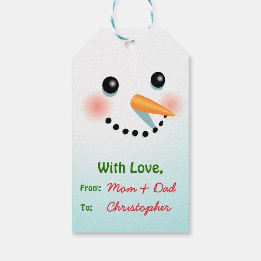 Étiquettes-cadeau Cute Snowman Cartoon (Dos)