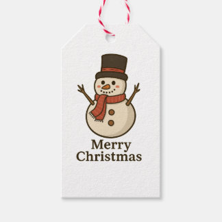 Étiquettes-cadeau Cute Snowman Christmas Gift Tag - Front & Design
