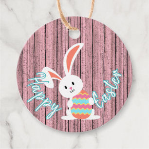 Étiquettes Cadeau Cute sur mesure Joyeux lapin de Pâques avec oeuf c