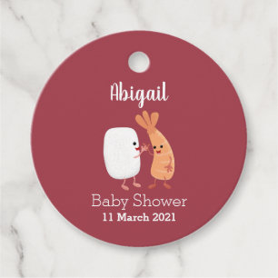 Étiquettes Cadeau Cute sushi riz crevettes amis dessin animé