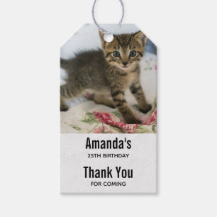 Étiquettes-cadeau Cute Tabby Kitten L'air surpris à l'anniversaire