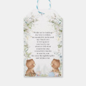 Étiquettes-cadeau Cute Teddy Bears Twins Baby Shower Tea Party Favor (Dos)