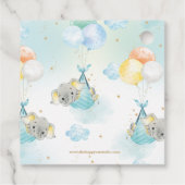 Étiquettes Cadeau Cute Twins Boys Elephant Baby shower Merci (Dos)