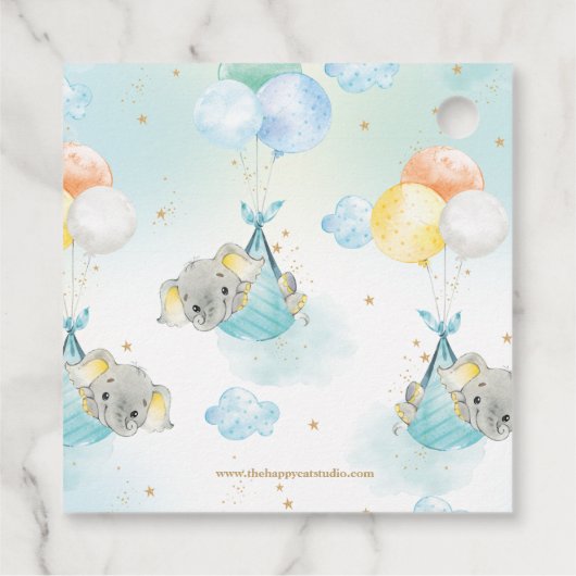 Étiquettes Cadeau Cute Twins Boys Elephant Baby shower Merci (Dos)