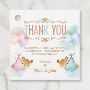 Étiquettes Cadeau Cute Twins Garçon fille ours Baby shower Merci