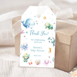 Étiquettes-cadeau Cute Under the Sea Baby shower Merci