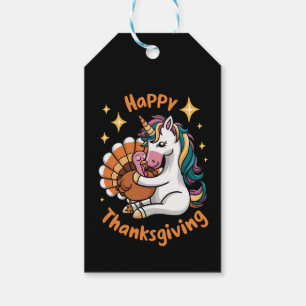Étiquettes-cadeau Cute Unicorn Accrocs Turquie Bons thanksgivings fi