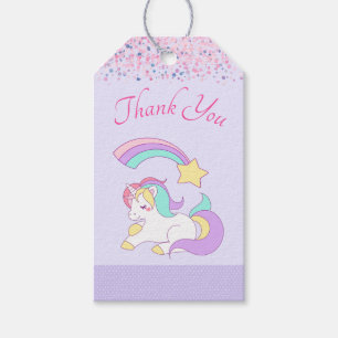 Étiquettes-cadeau Cute Unicorn avec Merci d'étoile de tir coloré