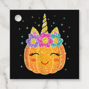 Étiquettes Cadeau Cute Unicorn Citrouille Halloween Thanksgiving