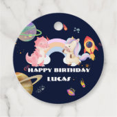 Étiquettes Cadeau Cute Unicorn Dinosaur Galaxy Rocket fête d'anniver (Devant)