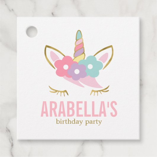 Étiquettes Cadeau Cute Unicorn Filles Anniversaire (Devant)
