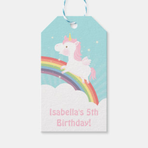 Étiquettes-cadeau Cute Unicorn Rainbow Girls Birthday Party